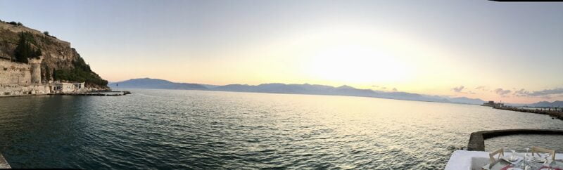 Dinner with sunset on the sea in Nafplio