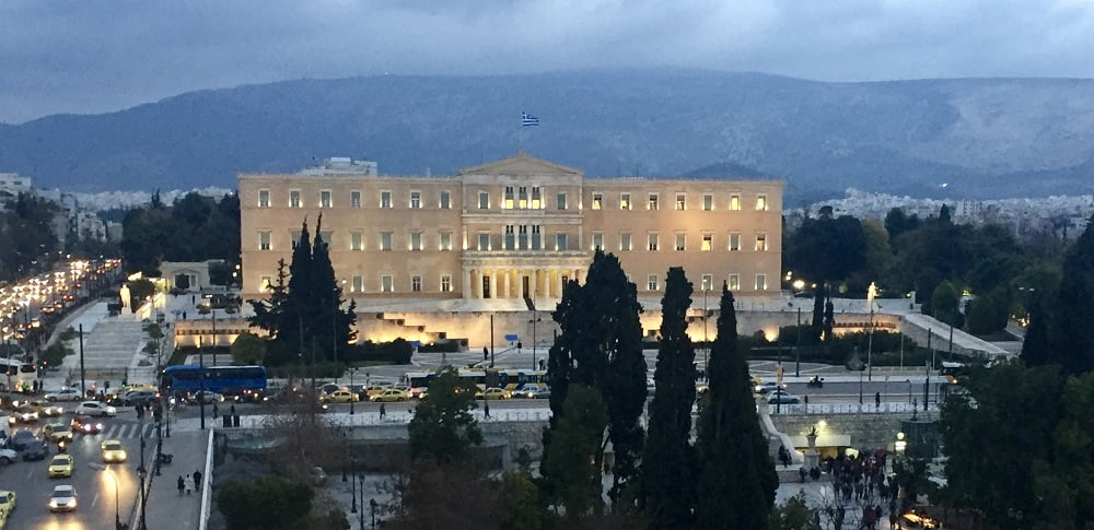 Syntagma square and the Parliament in Athens