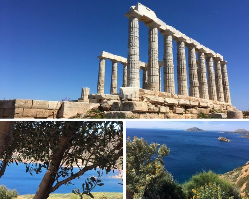 The temple of Poseidon and the view of the sea