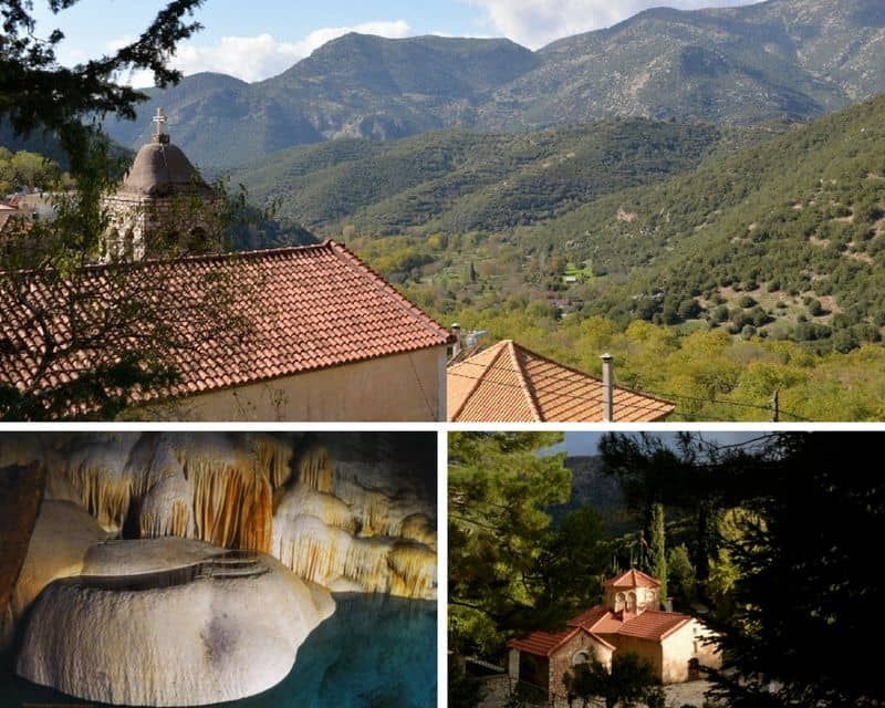 mountains, caves and villages around Mount Chelmos in Greece