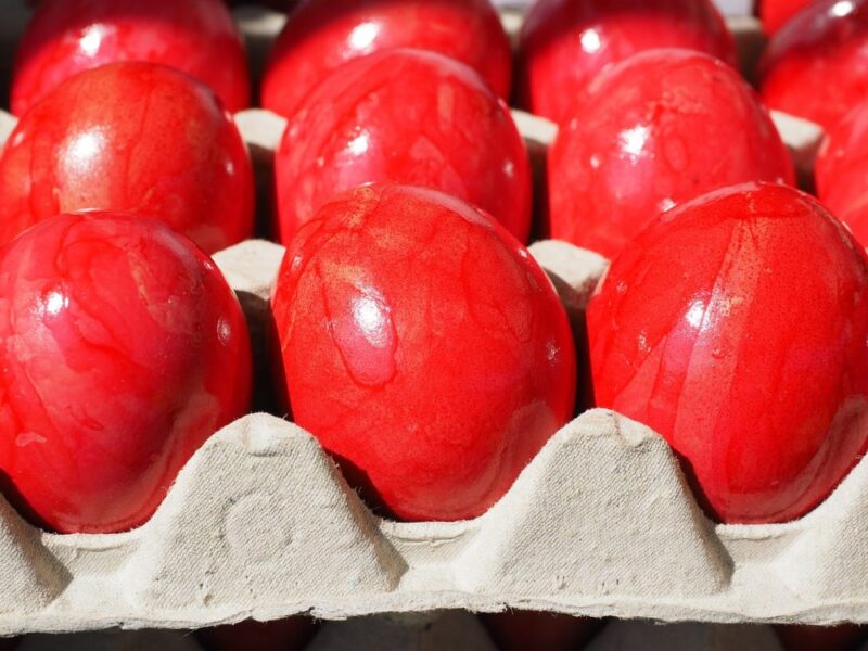 Red Easter eggs in Greece