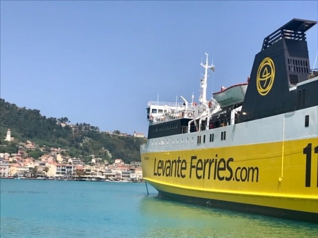 A greek ferry in the port of Zakynthos (Zante)