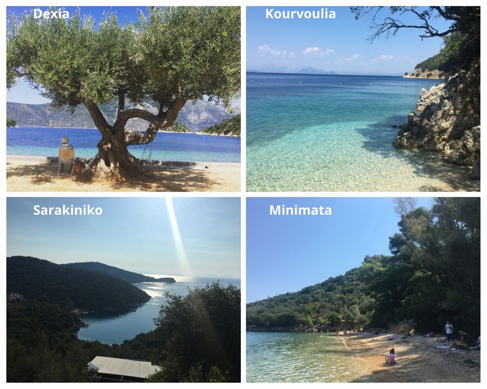 Beaches of Ithaca in Greece: Dexia, Sarakiniko, Minimata, Kourvoulia