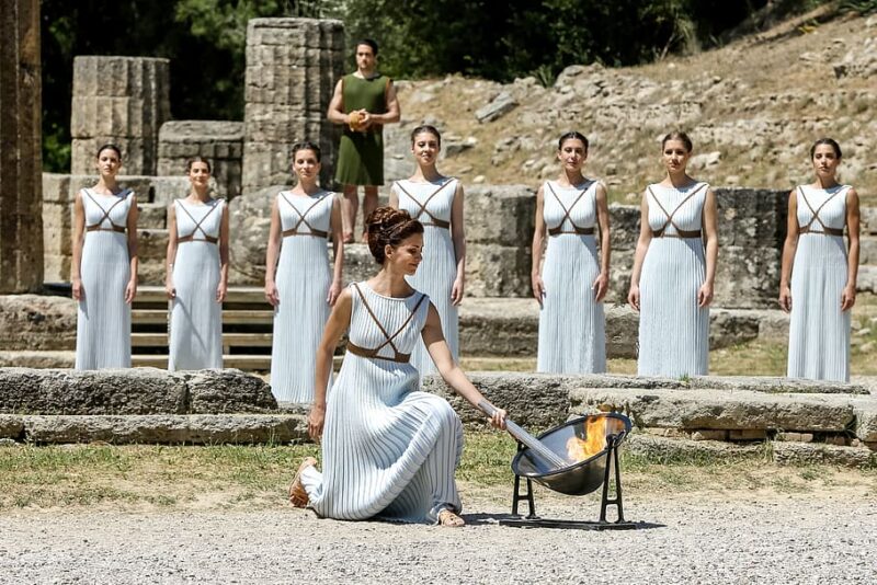 olympic flame in olympia ancient tradition  