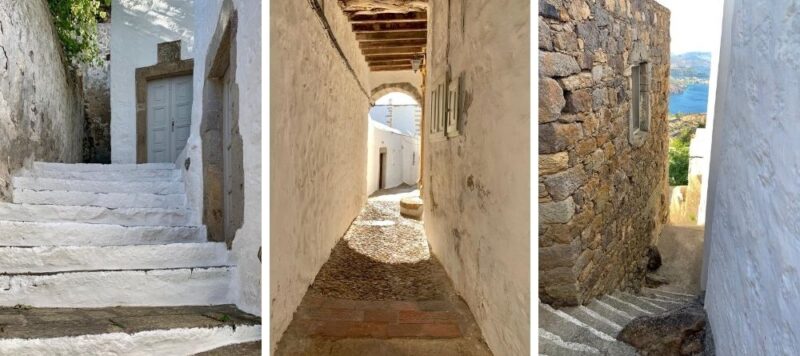 Little street in the village of Chora in Patmos