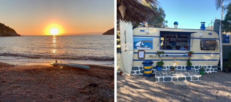 Lefkes beach and his sunset at Patmos 