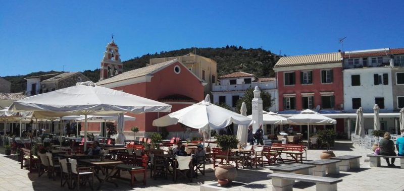 Main square of Gaios in Paxos, Greece