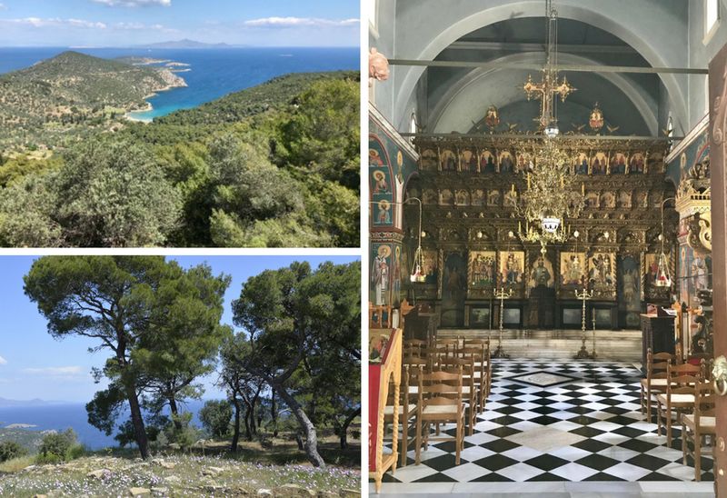 Hiking, scenery and church in Poros