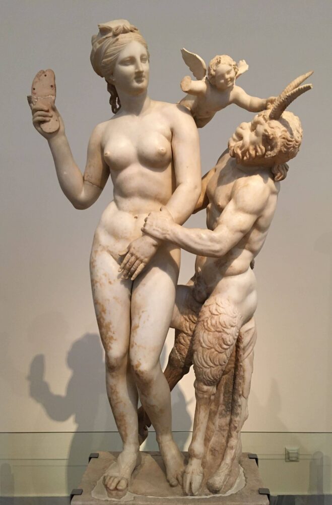 Greek mythology: Aphrodite and Pan at the Athens Archaeological Museum