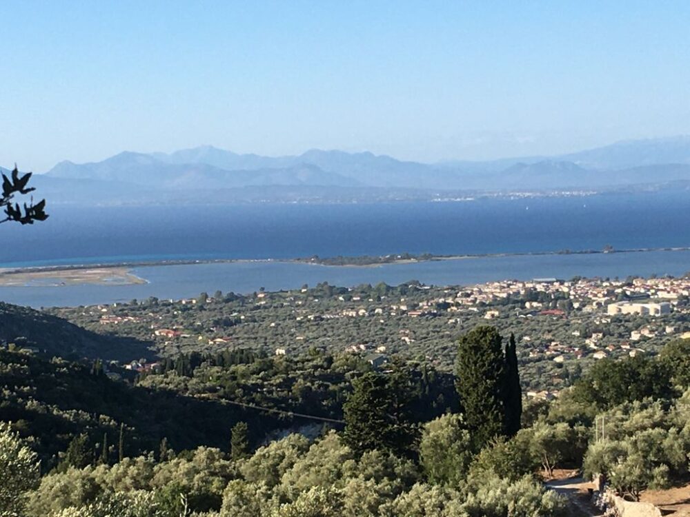 view of the island of Lefkada from the mountains inland