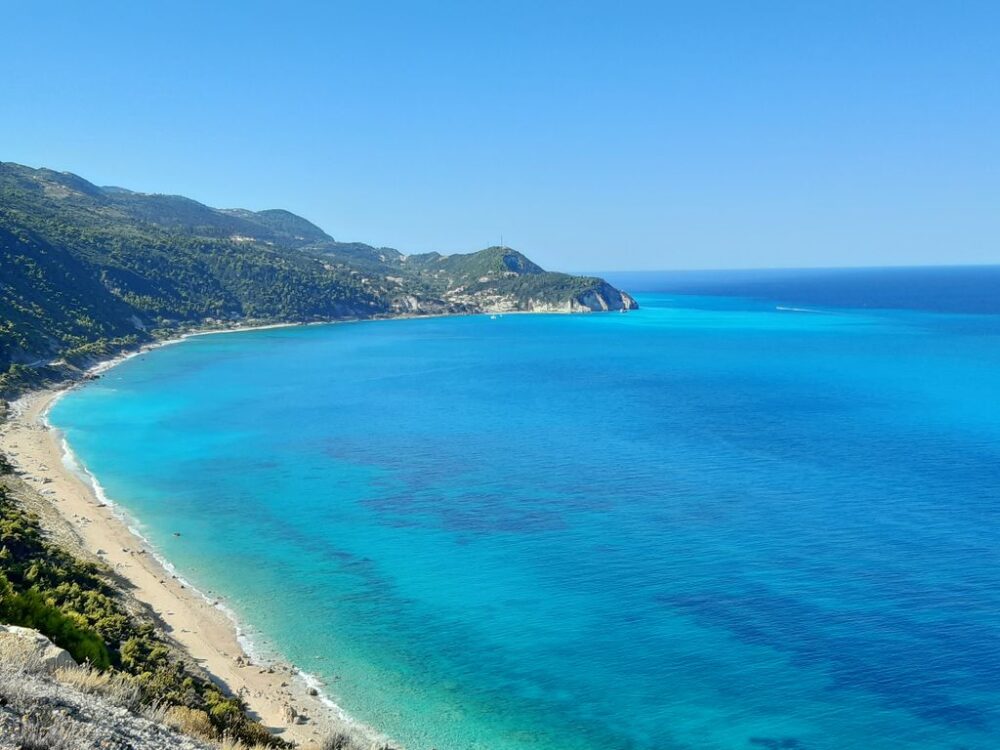 Lefkada, Ionian island, blue sea and long beach