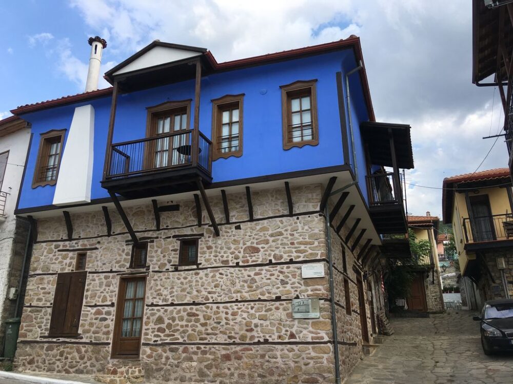 What to do in Halkidiki colorful half-timbered houses in the streets of Arnaia