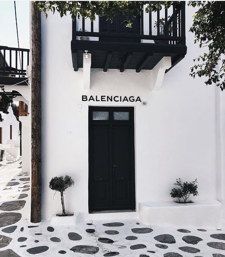 Balenciaga mykonos luxury store in the Chora