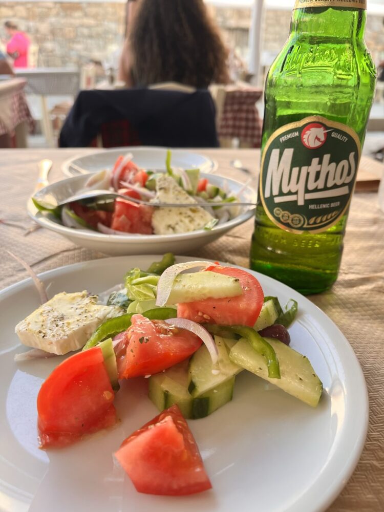 Greek salad at Taverna Lefteris, Ornos Beach Mykonos
