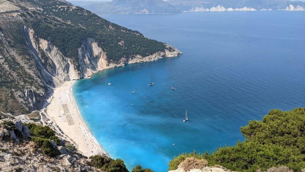 Myrtos beach in Kefalonia, one of the most beautiful beaches in Greece