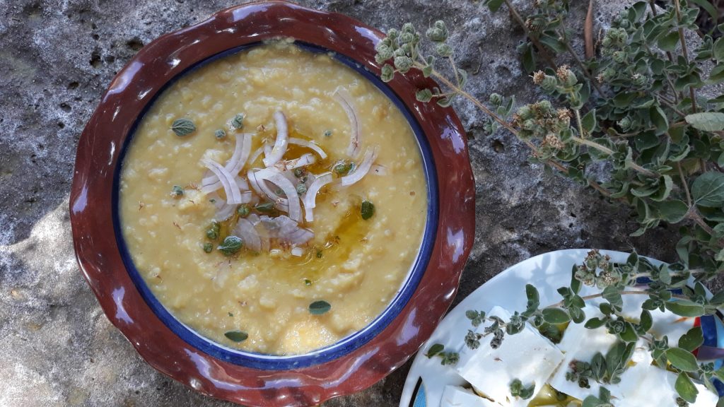 The fava, yellow lentils, one of the typical dried vegetables in Greek cuisine
