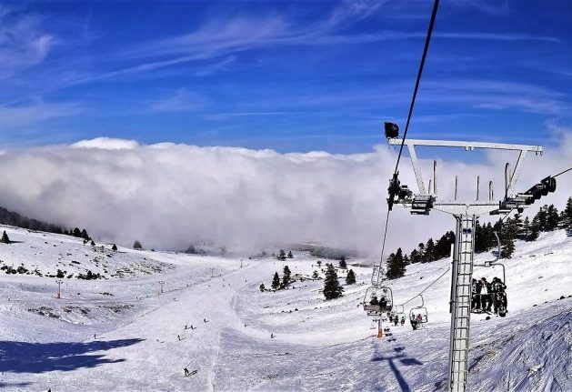 Chairlifts at the Kalavrita ski resort in Greece