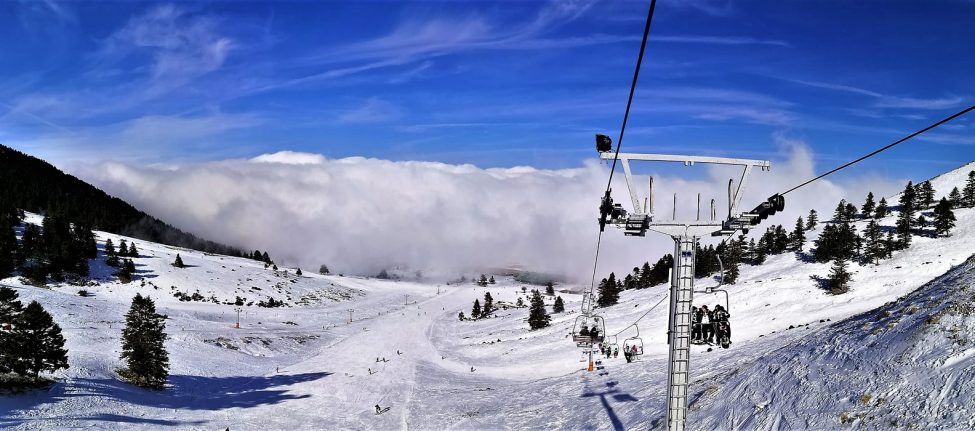 Chairlifts at the Kalavrita ski resort in Greece