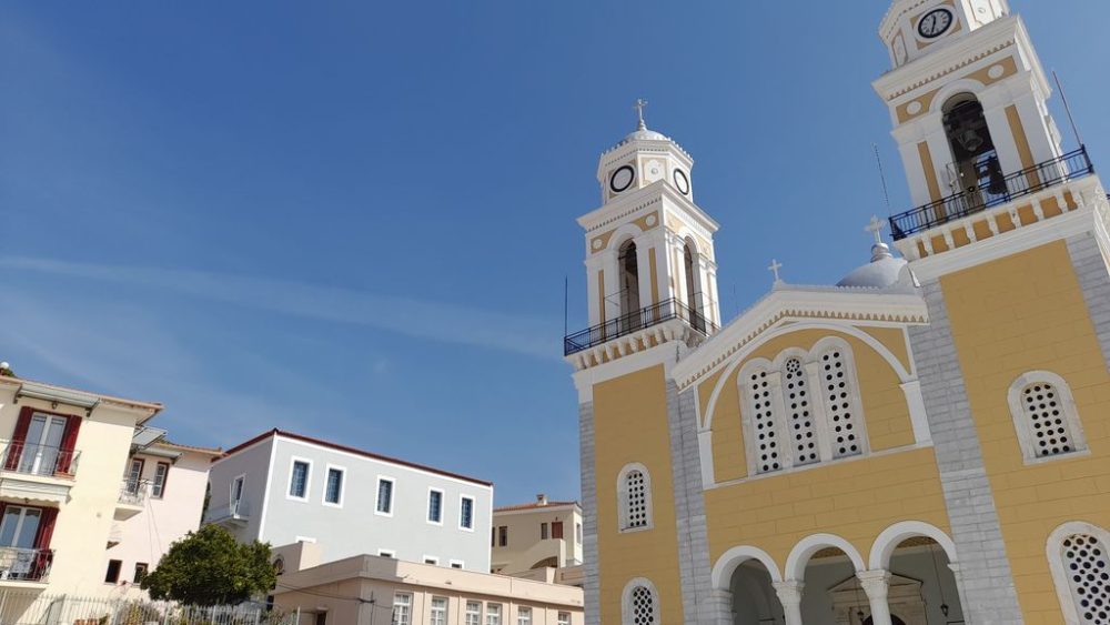 a church in the old town of Kalamata in Messinia, Peloponnese, Greece