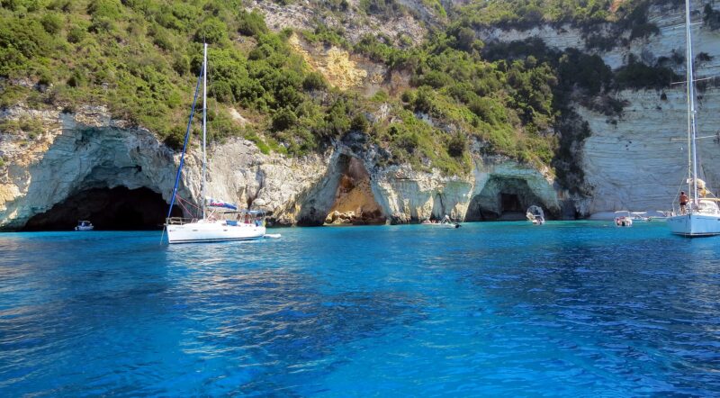 blue caves on Paxos in Greece