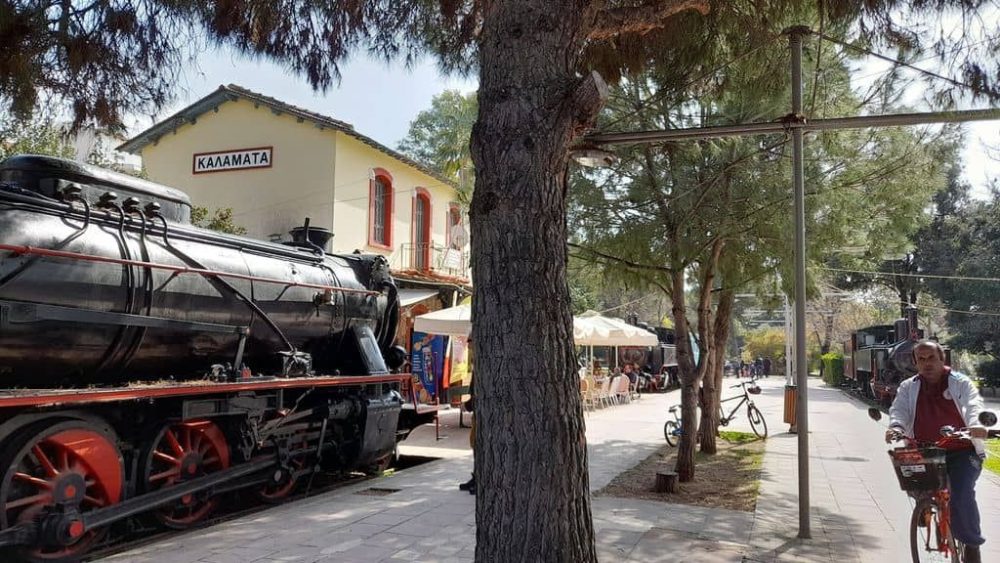 old train and museum at the railway park-museum in Kalamata