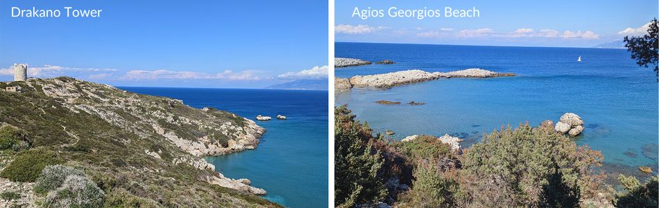 Walk to the Drakano tower, the chapel and Agios Georgios beach 