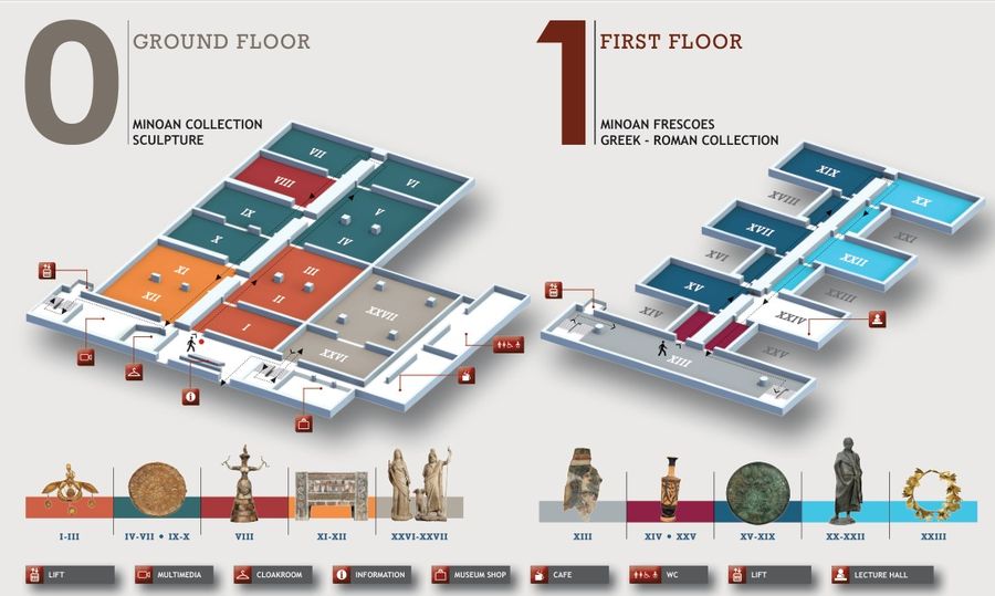 Plan of Heraklion Archaelogical Museum in Crete