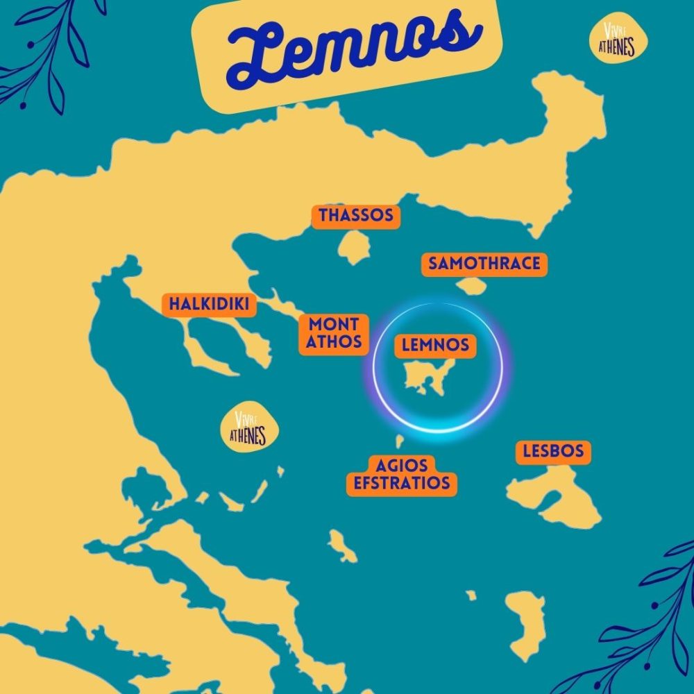 Map of Lemnos in Greece
