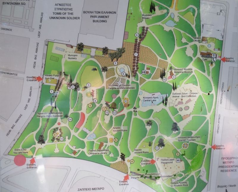 Map of the National Garden of Athens