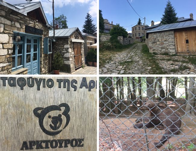 Village of Nymphaio and Bear at Arctouros in Macedonia, Northern Greece