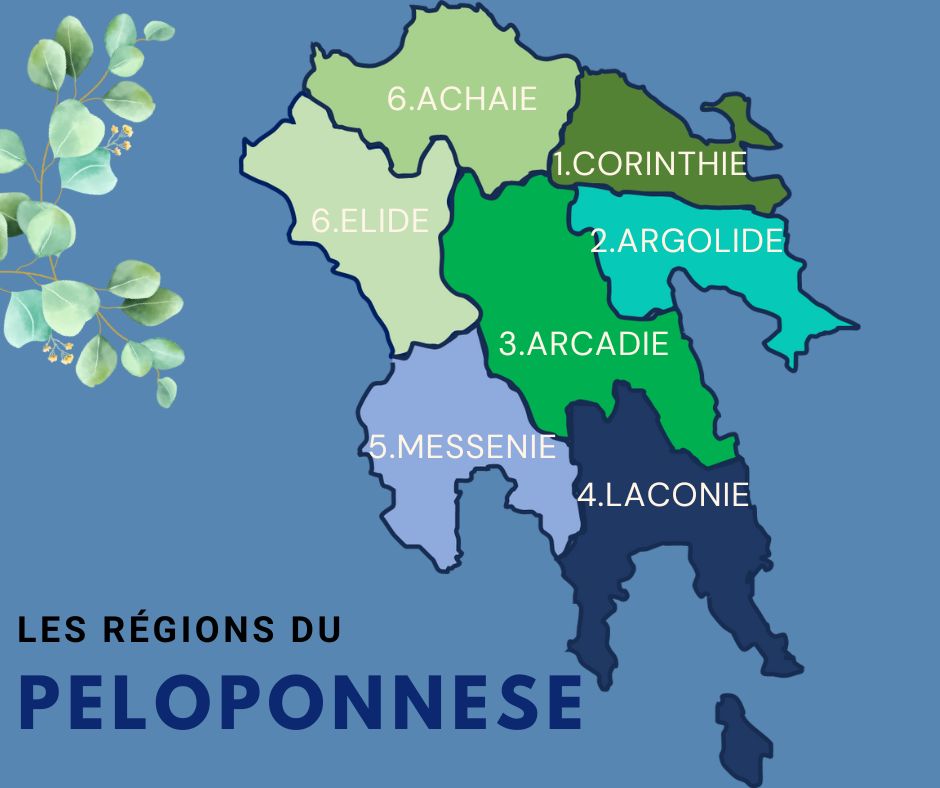 Peloponnese regions Achaie Elide Arcadir Laconia and Messenia